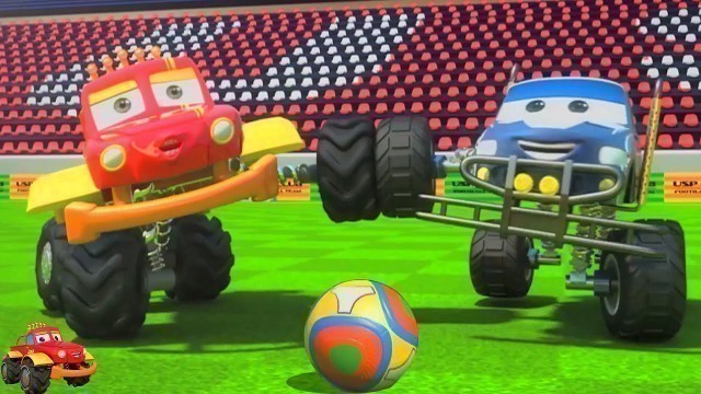 'Monster Truck Dan In Goal Animated Trucks Football Match for Kids'