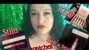 'KKW  Kylie cosmetics Hank & Henry comadre Stila beso lip swatches'