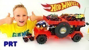 'Vlad e Nikita brincam com Monster Trucks Hot Wheels'