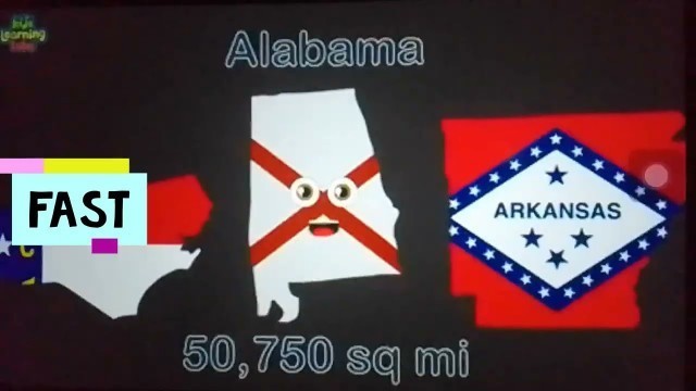 'Kids learning tube 50 states comparison by size 32x speed'
