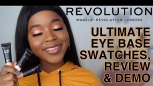 'NEW MAKEUP REVOLUTION ULTIMATE EYE BASE PRIMER REVIEW AND SWATCHES ON DARK SKIN | P LOUISE DUPE?'