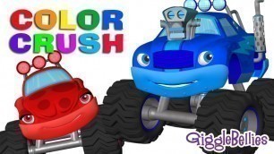 'Monster Trucks Crush Colors | Monster Trucks for Kids- 1 HOUR | GiggleBellies'
