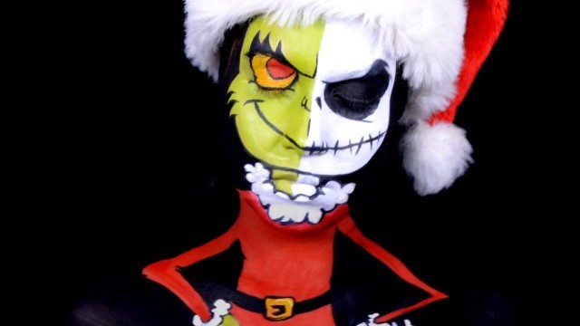 'Mashup makeup of a Baby Grinch & Jack Skellington'