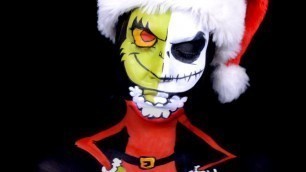 'Mashup makeup of a Baby Grinch & Jack Skellington'