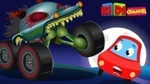 'Kids Channel | Little Red Car | HHMT | hungry monster truck | scary songs for kids'