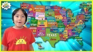 'Learn 50 United States of America Name with Capitals for Kids and Abbreviation of USA!!'