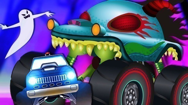 'Police Monster Truck | Haunted House Monster Truck Videos | Car Cartoons For Kids'