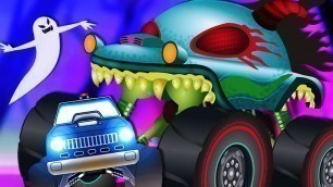 'Police Monster Truck | Haunted House Monster Truck Videos | Car Cartoons For Kids'