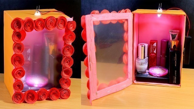 'How To Make Makeup Organizer | DIY Makeup Storage - Cardboard Craft'