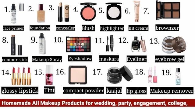 'Homemade All Makeup Products [ primer, foundation, concealer, Blush, Highlighter, makeup spray, Tint'
