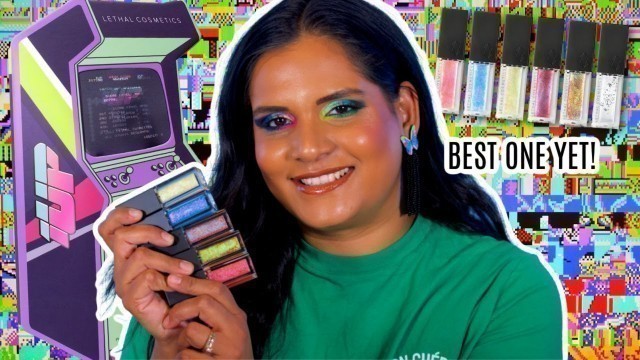 'Lethal Cosmetics The 1UP Palette + LUMEN Lip Glosses| SWATCHES + 2 LOOKS | Karen Harris Makeup'