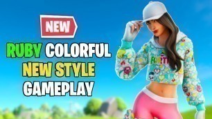 '*NEW* RUBY COLORFUL STYLE SKIN GAMEPLAY - FORTNITE LEAKED COSMETICS'