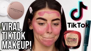 'TESTING *VIRAL* TIKTOK MAKEUP + HACKS! ELF PUTTY PRIMER, NYX SHINELOUD, L\'OREAL POWDER..'