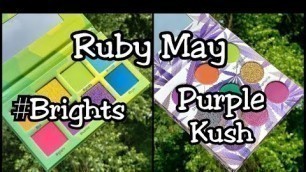 'Swatches of the Ruby May Cosmetics - #Brights & Purple Kush Eye Shadow Palettes'