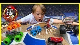 'SUPER Monster Truck Toys COMPILATION - Obstacle Course, Racing & DIY Arena Freestyle Challenge'