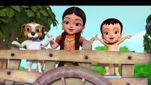 'Wheels on the Bullock Cart Goes Round and Round | Telugu Rhymes for Children | Infobells'