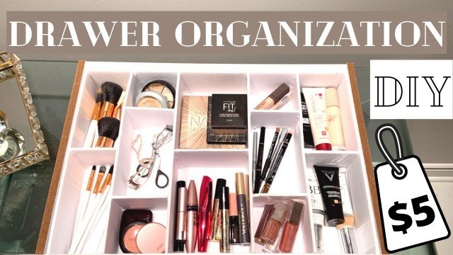 'MAKEUP DRAWER ORGANIZER DIY | Easy Makeup Organization | Dollar store Hack: ONLY $5! Tidy Team'