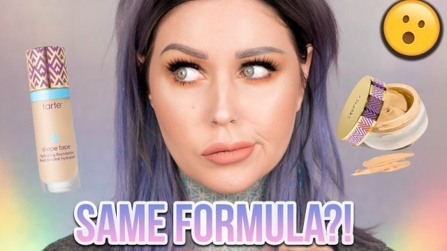 'STOLEN FORMULA?! Tarte Shape Tape Foundation & Hybrid Gel Comparison/Review'