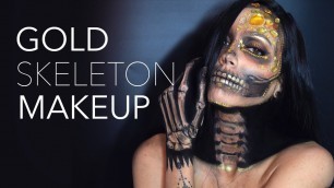'Gold Skeleton Makeup | Vegan Makeup & Dollar Store Glitter and Gems'
