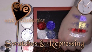 'With Love Cosmetics Swatches and Repressing'