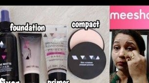 'Huda beauty combo demo on face ( foundation, primer , compact , makeup fixer) | Radhika makeovers'