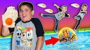 'Dodgeball with Giant Eggs and Slime Race! HobbyKids Evil Twins Challenge Games'