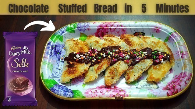 'Chocolate Stuffed Bread | 5 Minutes Instant Snacks Recipe | Chocolate Pocket Recipe'