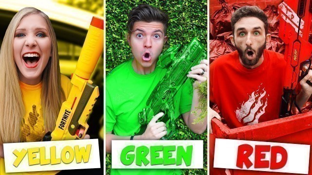 'NERF BATTLE using only ONE COLOR Nerf Blasters! (Extreme Boy vs Girl DIY Challenge)'