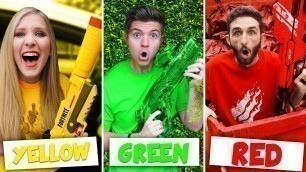 'NERF BATTLE using only ONE COLOR Nerf Blasters! (Extreme Boy vs Girl DIY Challenge)'