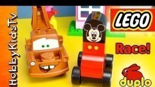 'PLAY-Doh Disney Cars LEGO! Mater, Mickey Mouse Toys RACE! HobbyKidsTV'