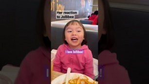 'Filipino Chinese girl’s reaction to eating Jollibee #shorts #jollibee #food'