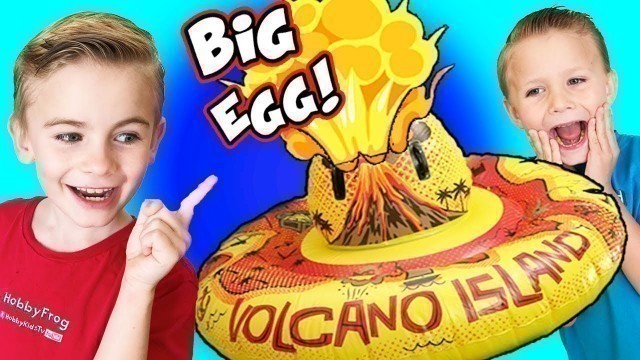 'Giant TOY VOLCANO Egg Full of Surprises! We do SCIENCE with Kinetic Sand SCIENCE'