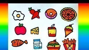 'Health and unhealthy foods| easy food drawing'