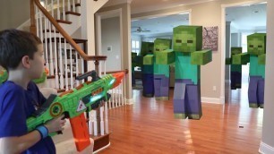 'Nerf War:  Minecraft But Mob Invasion Finds Us In Real Life'