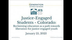 'JES-CO Funders Webinar: Creating a Justice Engaged Student Bill of Rights for CO'