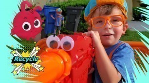 'Morphle Toy | Blippi Dressed Toddler | Garbage | Nerf Gun Pretend PLay Video for Learning to Recycle'