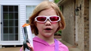 'Nerf Blaster Battle:  Eli and Liam vs Jillian and Addie'