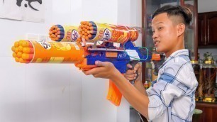 'NERF WAR POTATO JET GUN AND ROCKET GUN BATTLE'