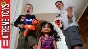 'Crazy Doll Attacks! Nerf Battle Vs. Wild Toy.'