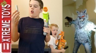'A Werewolf in the House! Nerf Blaster Shootout Attack!'