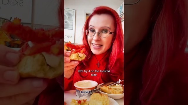 'Trying a Bagel with Cream Cheese and Flamin’ Hot Cheetos!