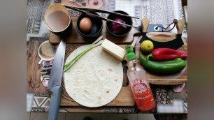 'Street food Home made for 3 min HOD MEXICAN TORTILLA WITH EGGS CHEESE AND HAM'