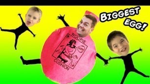 'Giant SQUEAKY Cushion Surprise Egg! Novelty Toy Review with HobbyKids'