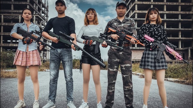 'LD Rampage Girl Innocent assassin attack the enemy | guns game nerf guns battle'