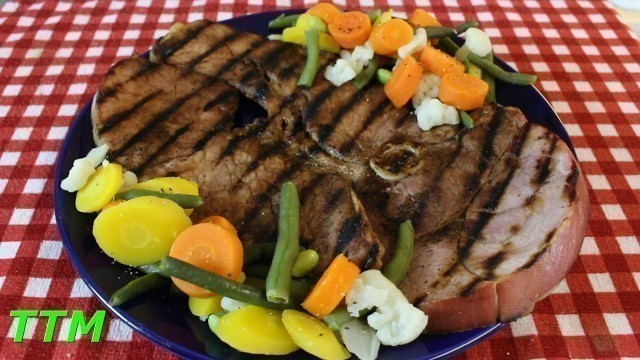 'Easy Meal Idea~Stovetop Grilled Ham Steak with Steamed Edamame Mixed Vegetables'
