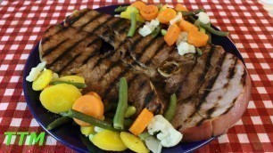 'Easy Meal Idea~Stovetop Grilled Ham Steak with Steamed Edamame Mixed Vegetables'