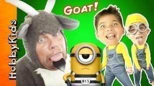 'SILLY GOAT and KIDS in Minion Costumes Open Despicable Me Toys'