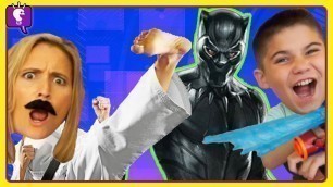 'Black Panther VS HobbyMommy Karate Adventure! Nerf Scavenger Toy Hunt by HobbyKidsTV'