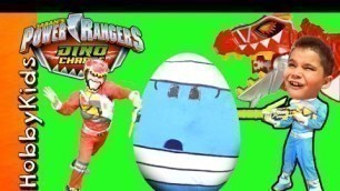 'Giant POWER RANGERS Surprise Egg Adventure with Dino Charge Toys'