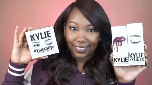'New Kylie KyShadow Review for WOC | Kyliner and Love Bite Lip Kit First Impressions and Demo'